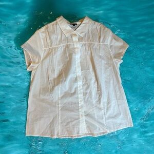 Talbots White Cap Sleeve Button-Front Shirt